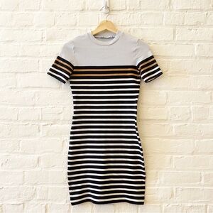 T by Alexander Wang || Engineered Stripe T-Shirt Mini Dress Blue XS